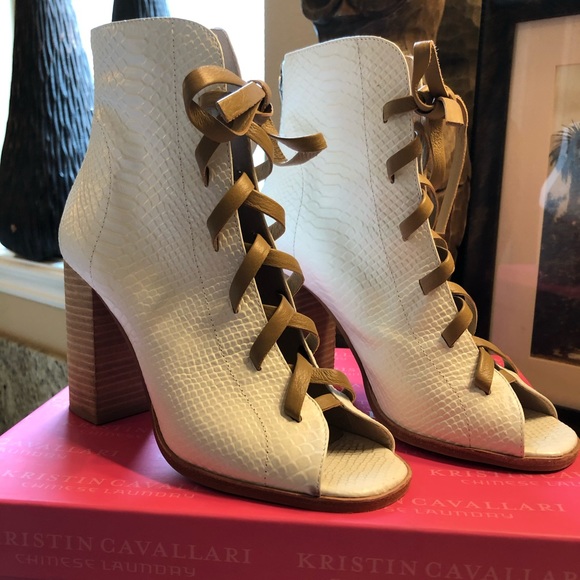 Kristin Cavallari Shoes - Kristin Cavallari White and Tan Booties